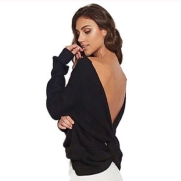 SALE Twisted Open BackFront Twist Knot Sweater - Picture 2 of 7